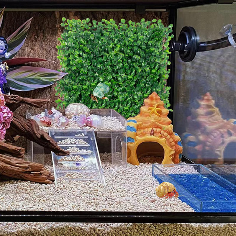 Rainmae Hermit Crab Climbing Toys, Faux Grass Mat Fake Turf Hermit Crab Climbing Wall, Plastic Aquarium Plants Lawn Hermit Crab Supplies Climbing and Hide Toy for Gecko Reptile Lizard 10 x 10 Inch - PawsPlanet Australia