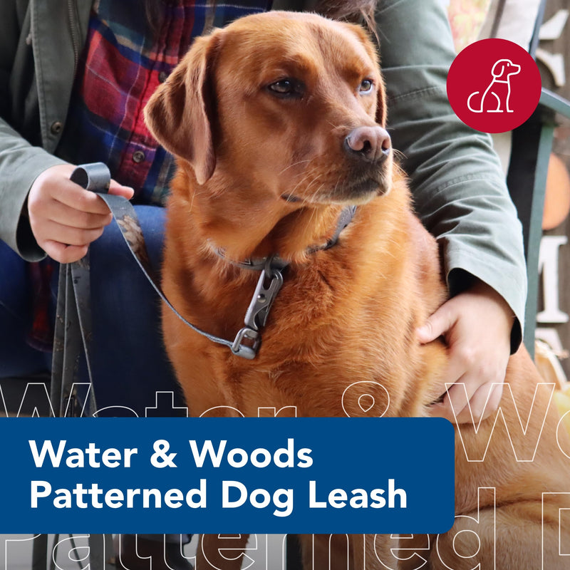 Water & Woods Patterned Dog Leash by Coastal Pet - Strong Dog Leash - Scissor Snap Closure - Fray-Resistant Nylon - Stylish Patterns - Country Roots Evergreen, 1" x 6'