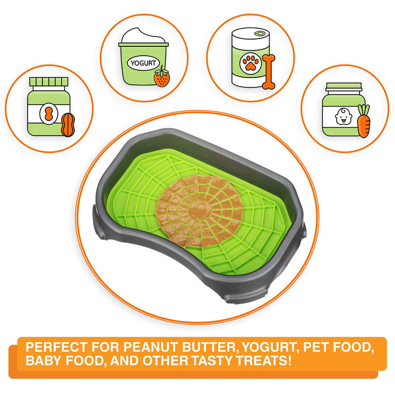 Neater Pet Brands - Pets - Neat-LIK Pad with Mess-Proof Tray Keeps Floors Clean Green Mat w/ Gunmetal Tray - PawsPlanet Australia