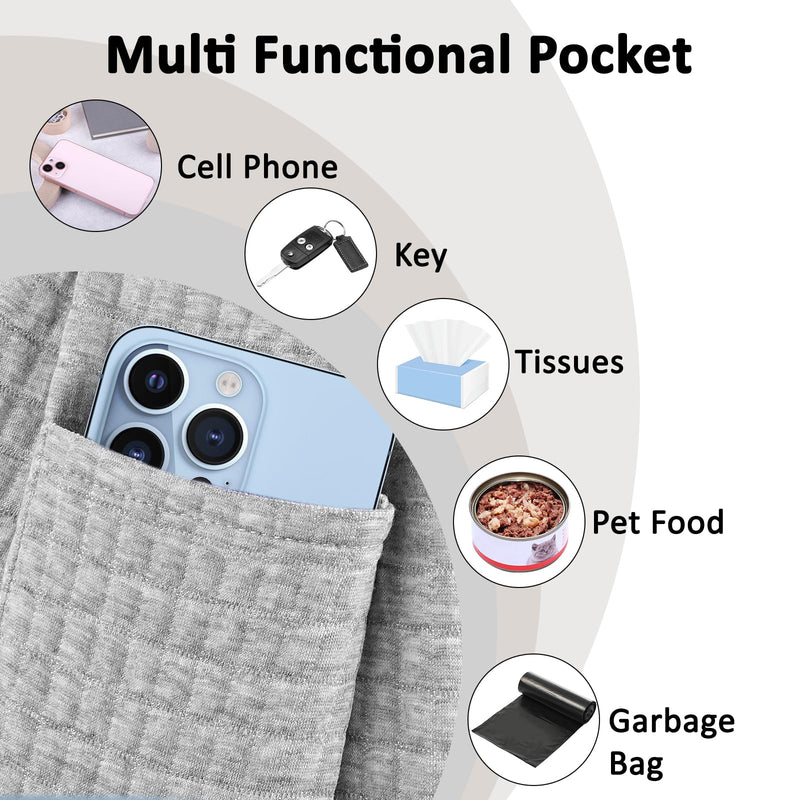 Dog Slings for Small Dogs, Soft Cotton Cat Sling Carrier with Storage Bag, Double-Sided Pet Shoulder Bag for Puppy Kitten, Hands-Free Travel Pet Chest Carrier (Gray) - PawsPlanet Australia
