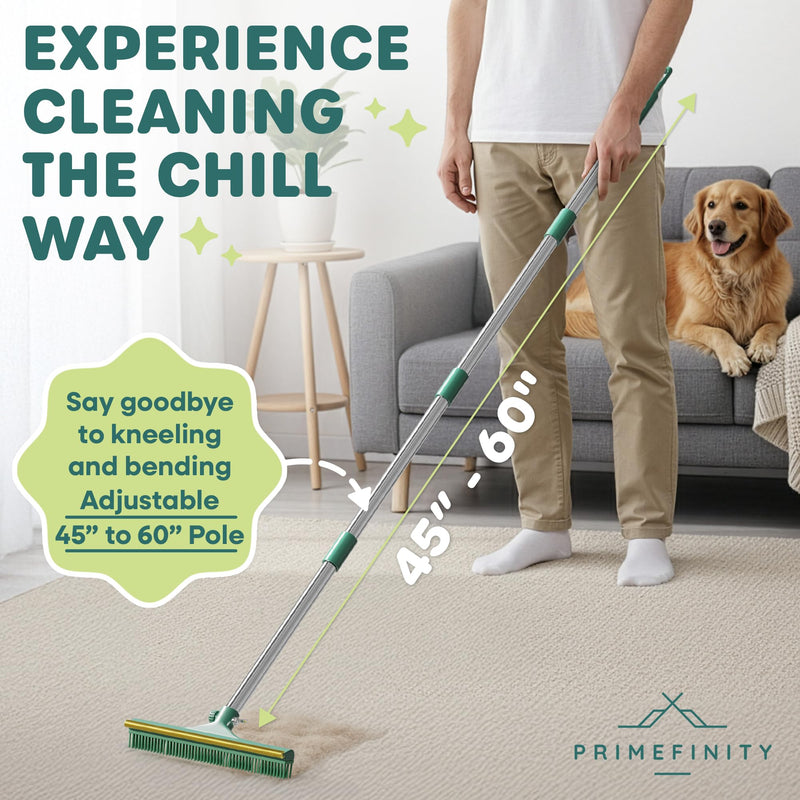 Carpet Rake for Pet Hair Removal, 60” Long Handle – Heavy-Duty Pet Hair Remover for Carpets, Rugs & Mats Cat Dog Fur Rakes Scraper Carpet Broom for Carpets with Copper Teeths - PawsPlanet Australia