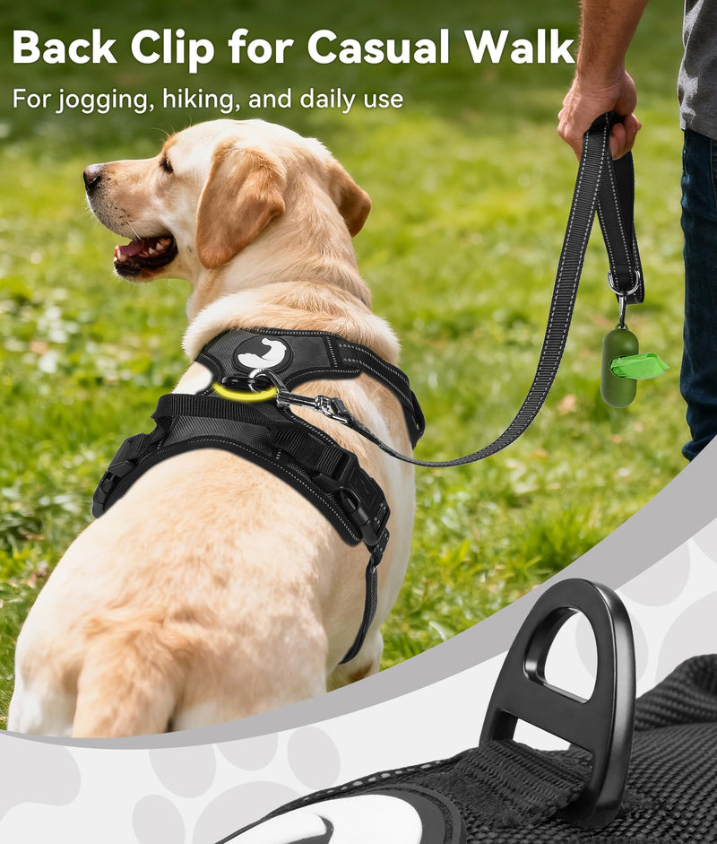 Joytale No Pull Dog Harness Medium Sized Dog, Reflective Pet Vest with Front Clip, Adjustable Soft Padded Harnesses with Easy Control Handle for Training and Walking, Black, M - PawsPlanet Australia