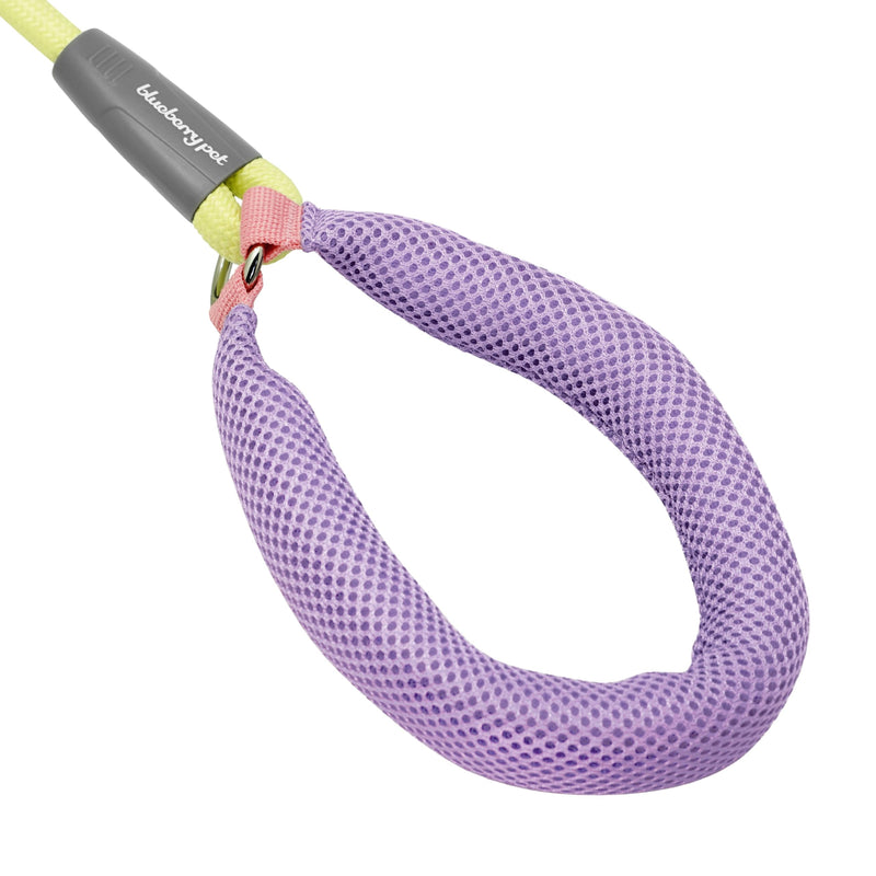 Blueberry Pet Dog Leash - Vibrant Mesh Puffer Handle, 4ft Rope Dog Leash in Yellow/Lilac Handle, Puppy Essentials, Dog Leashes for Large Dogs Heavy Duty, Gentle Leader for Dogs No Size Yellow&Lilac - PawsPlanet Australia
