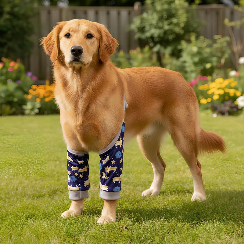Knee Pads for Dogs Pack of 2 Recovery Sleeve Dog Elbow Pads Blue and Yellow Surgery Recovery Sleeve for Medium and Large Dogs Front Legs Knee Support Osteoarthritis (XL) XL