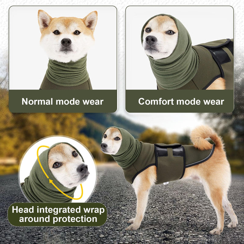 Breathable Calming Vests for Dogs, Anti-Stress Vest for Dogs with Earmuffs & Hood, Soothing Dog Coat, Easy Adjustment, Dog Calming Vest, Relieve Nervous (Green, L) Green