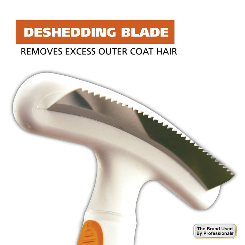WAHL 2-in-1 Combination Double Row Pet Rake with Hair Shedding Blade for Dog or Cat Fur by The Brand Used by Professionals – Model 858424, Orange and White - PawsPlanet Australia