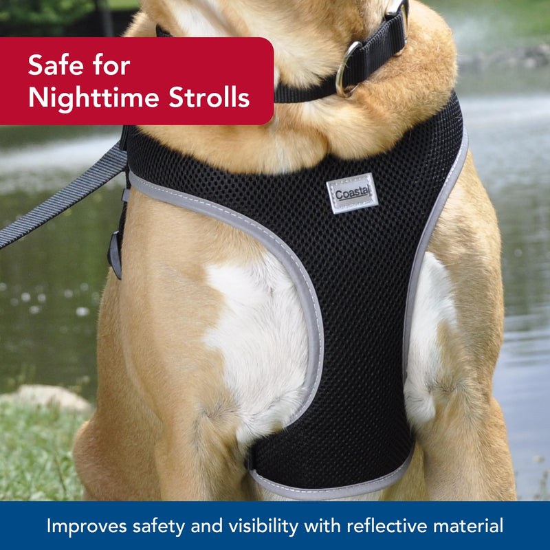 Coastal Pet Comfort Soft Reflective Wrap Adjustable Dog Harness - No-Pull Dog Harness for Small & Large Dogs - Black - 5/8" x 19"–23" - PawsPlanet Australia