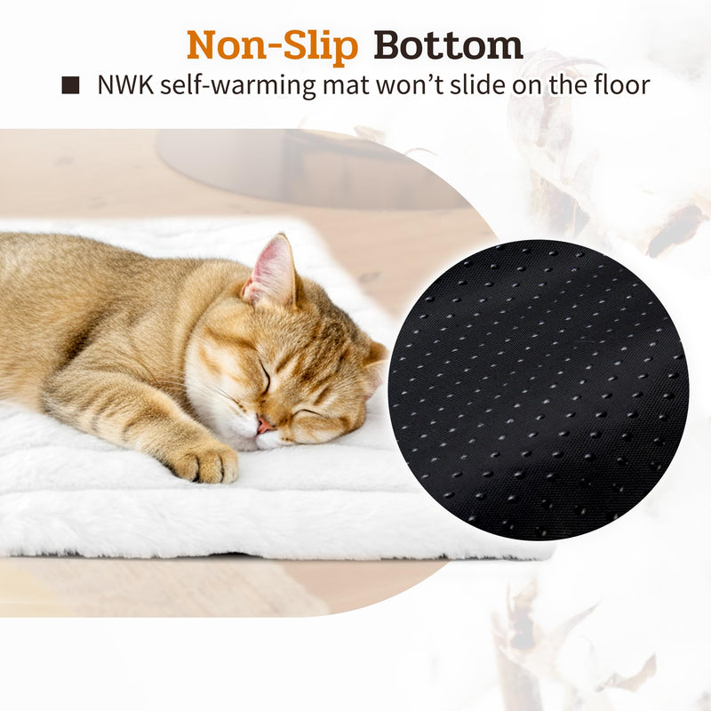 NWK Pack of 4 Fluffy Self Warming Cat Mat, Cat Blanket, Thermal Dog Mat, Washable, Non-Slip Bottom for Sofa & Crate & Kennel & Car Seat (Creamy White, Medium (27'' X 18.5'' X 0.7'')) - PawsPlanet Australia