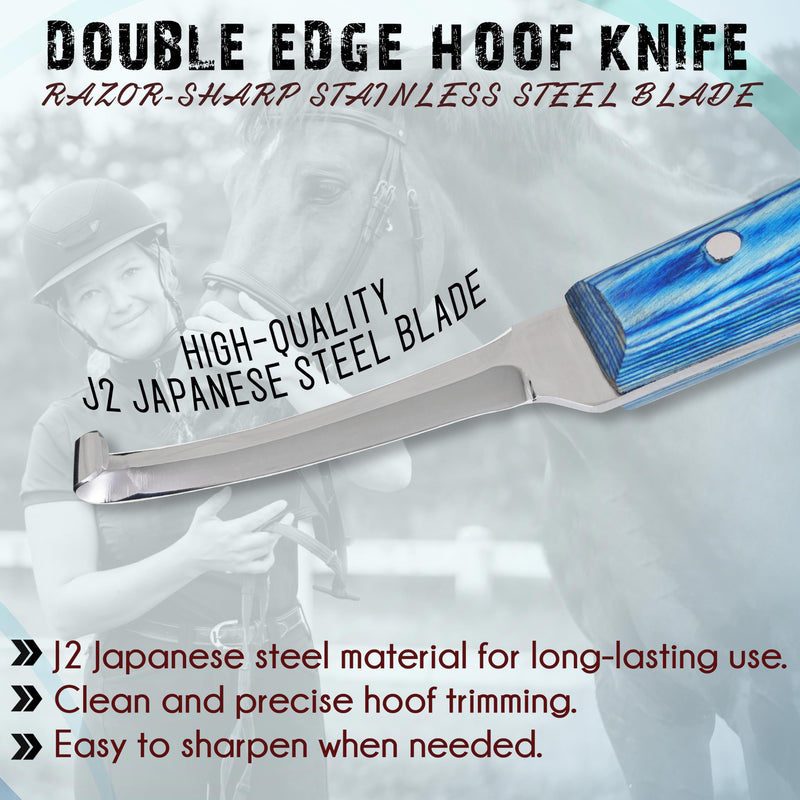 Sultan Shine Dual Sided Hoof Knife Trimmer with Ultra-Sharp J2 Japanese Stainless Steel Narrow Blade, Ergonomic Handle – Professional Farrier Tool for Horses, Cows & Farm Livestock (Right-Handed) Right-Handed