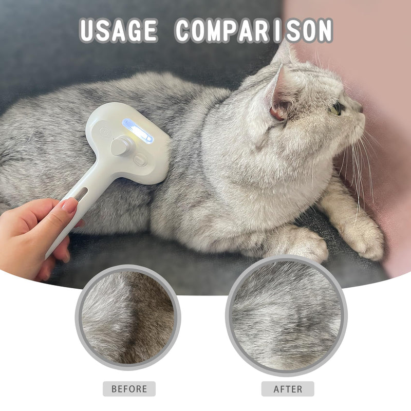 Susu & Wuwu Spray Cat Brush for Shedding - Water Brush for Cats and Dogs - Pet Hair Removal Comb with Water Tank and Release Button - White - PawsPlanet Australia