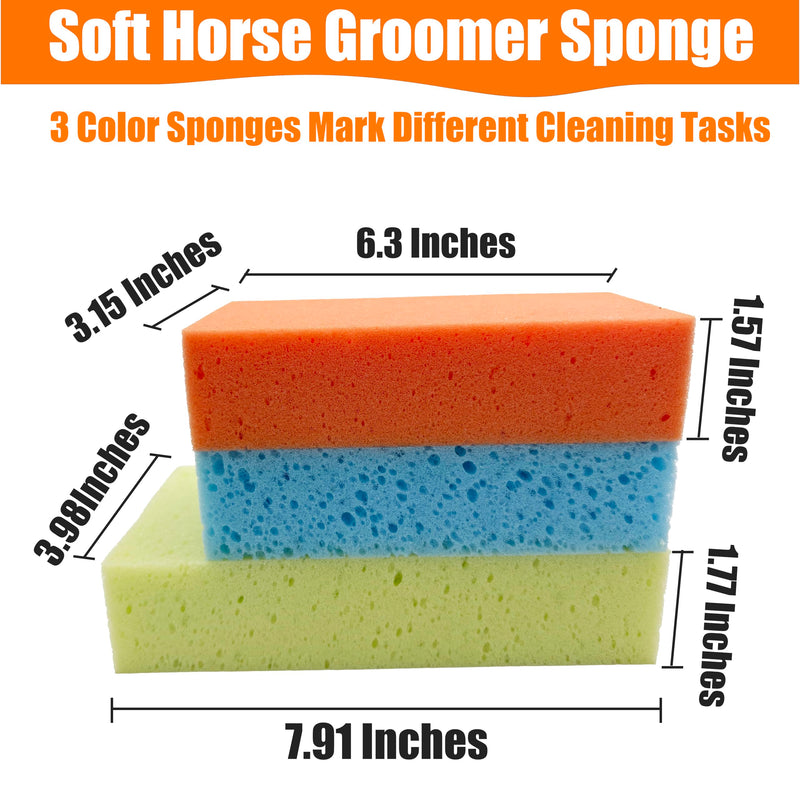 Large Soft Horse Groomer Sponge for Horse Grooming Bathing 3 Pcs