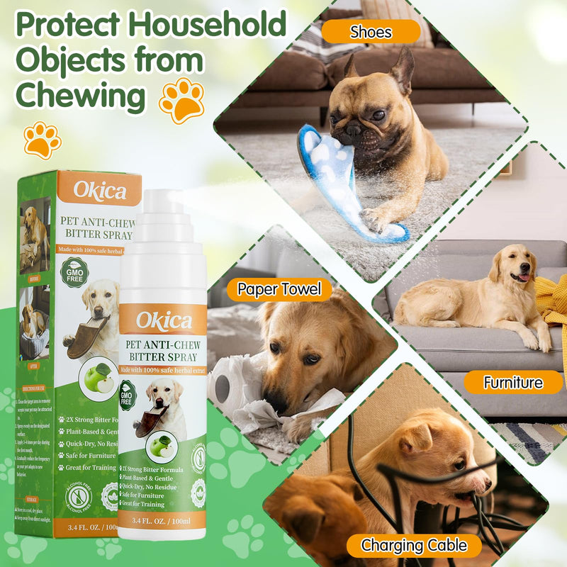 2 Bottles Bitter Apple Spray for Dogs - No Chew Spray for Dogs to Stop Barking Marking and Nibbling - Natural Ingredients Dog Repellent Spray for Furniture and Your Belongings Green - PawsPlanet Australia