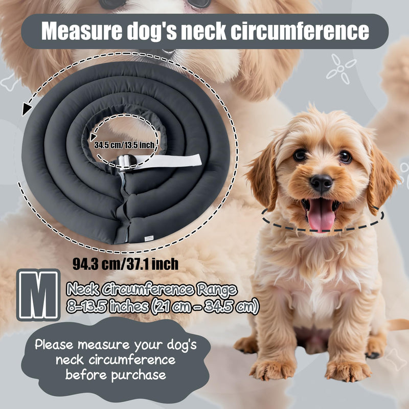 Soft Recovery Dog Cone Collar, Waterproof Adjustable Protective Elizabethan Collar Neck Donut for Medium Dogs After Surgery, Spay or Neuter, Stops Licking Biting Scratching Wounds, Pet Cat Puppy, Grey
