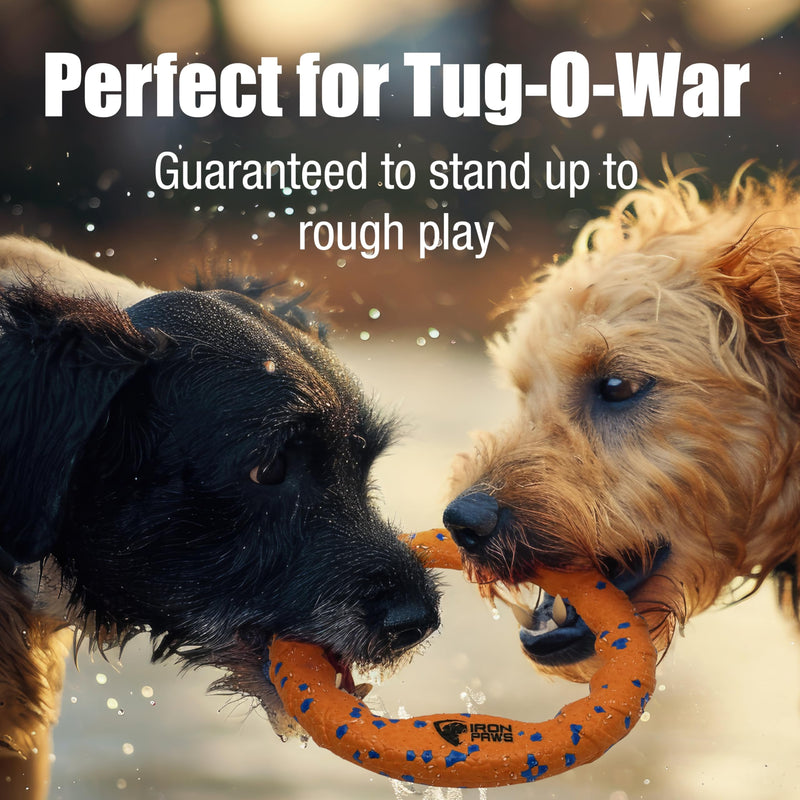 Indestructible Dog Ring Toy, Orange - Tough Dog Pull Toys for Aggressive Chewers, Dog Flying Disc for Fetch, Tug of War and Dog Training - PawsPlanet Australia