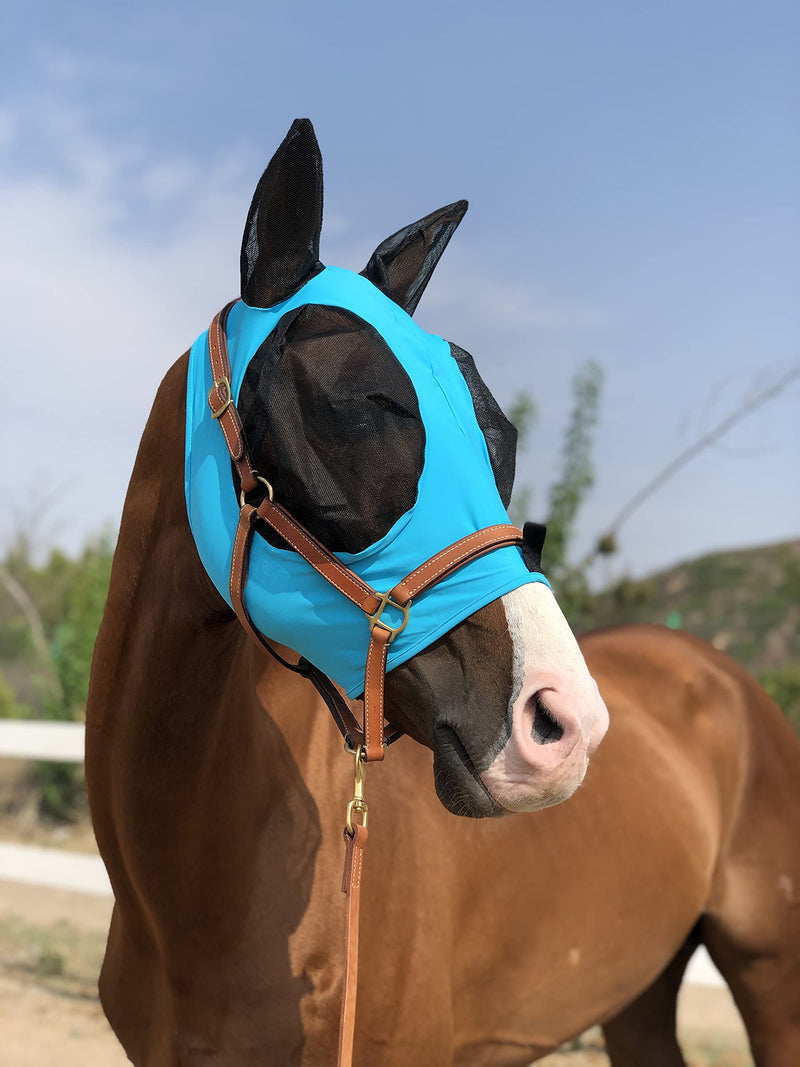 Horse Fly Mask Super Comfort Horse Fly Mask Elasticity Fly Mask with Ears We Only Make Products that Horses Like… (Pacific Blue, M) Pacific Blue