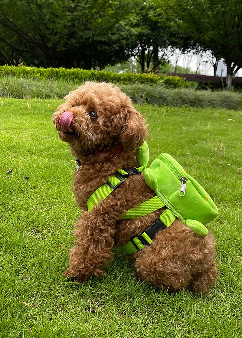 Dog Backpack Harness with Leash, Adjustable Dog Harness Backpack for Small Dogs, Cute Turtles Shape Bag Pet Carrier Backpacks for Hiking Training and Daily Walking Green One Szie - PawsPlanet Australia