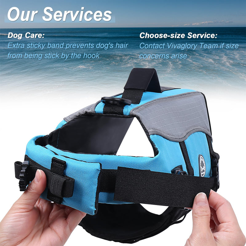 VIVAGLORY Front Float Dog Life Vest, Dog Life Jacket for Swimming & Boating, Swimming Vest with Chin Float & Handle, Ripstop & Buoyancy for Puppy Doggy, L, Blue L: 25-31 inch (Ribcage Girth) - PawsPlanet Australia