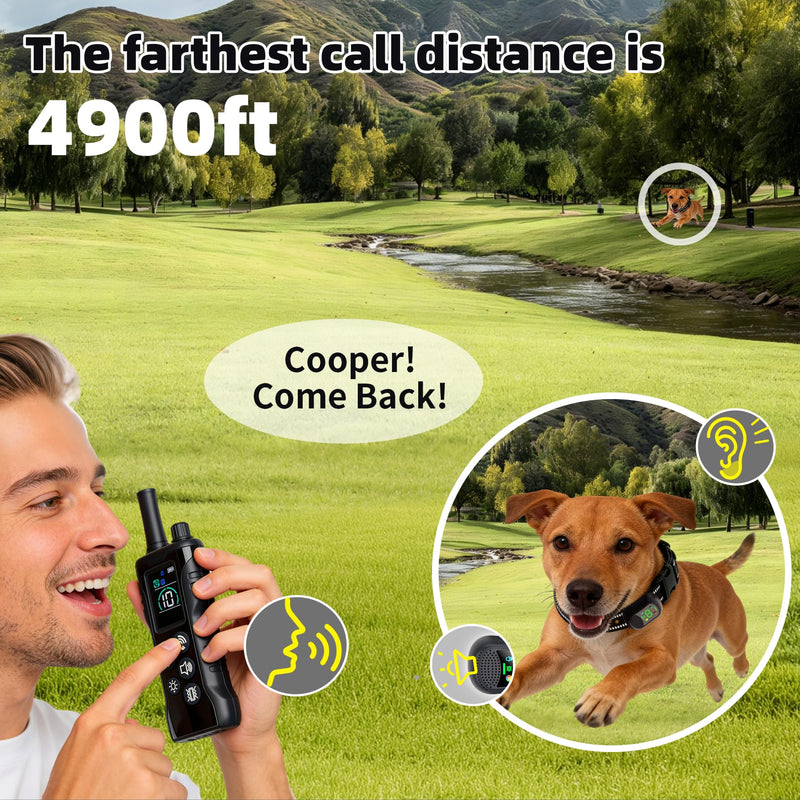 Dog Training Collar -4900Ft Dog Training Collar with Remote,IP67 Waterproof Electric Collar with 4 Training Modes,Support Remote Voice Call Function,Rchargeable E-Collarfor All Dog Sizes (Black) Black - PawsPlanet Australia