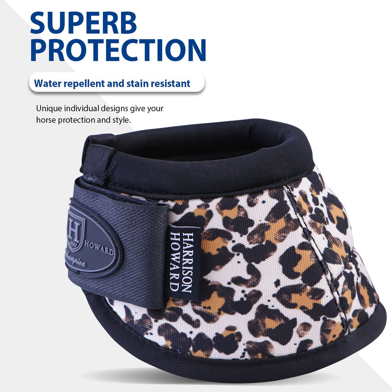 Harrison Howard Horse Bell Boots Overreach Bell Boots No-Turn Bell Boots for Horse-Durable Protective Hoof Boot Full (Large) Leopard Print - PawsPlanet Australia