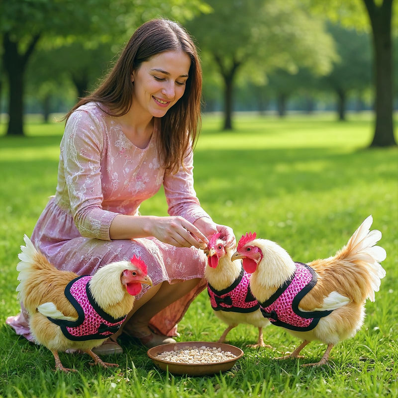 Chicken Harness with Leash Set, Upgraded Double Adjustable Mesh Breathable Chicken Training Harness, Pets Leash for 2.5-3.6 Lb Hens Duck Goose Small Pets Training Walking Supplies (Pink) - PawsPlanet Australia