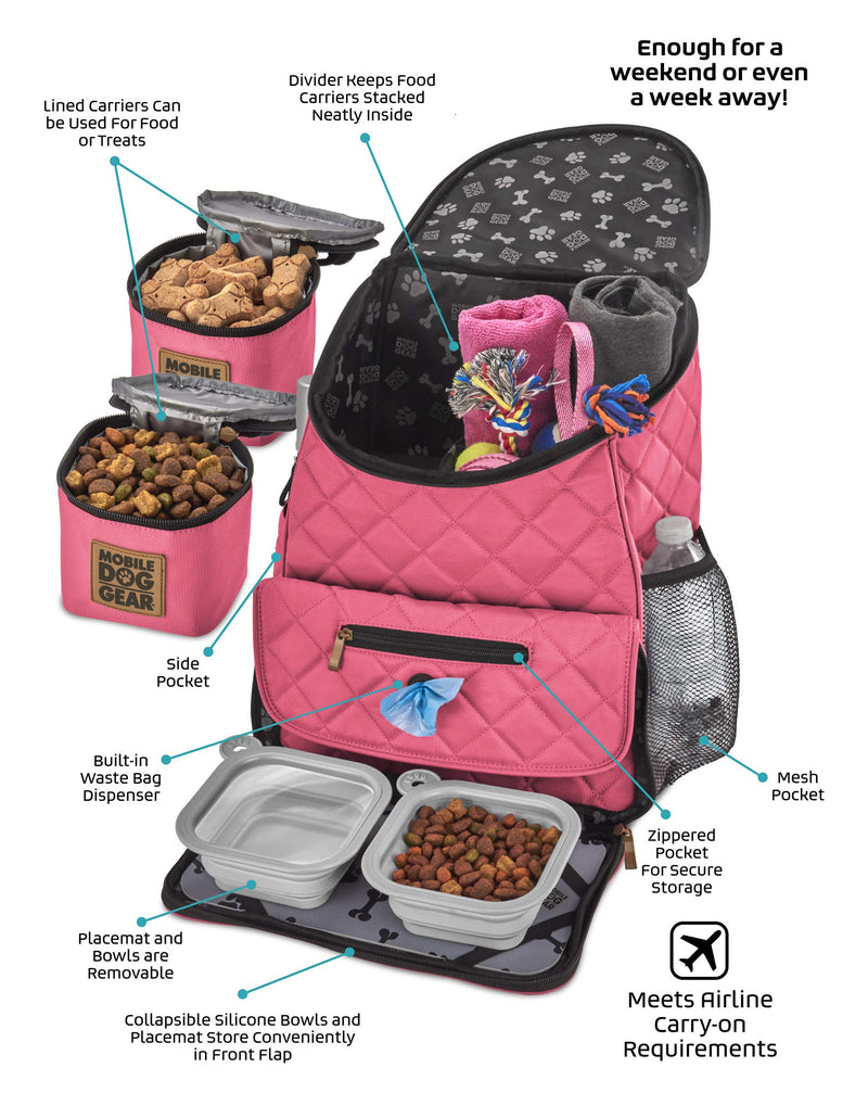 Mobile Dog Gear Unisex Weekender Backpack™ Pink One Size One Size 13.0"L x 7.0"W x 16.0"H - PawsPlanet Australia