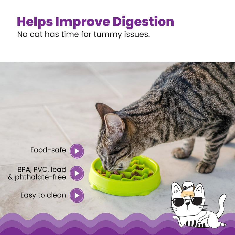 Catstages Kitty Slow Feeder Cat Bowl, Green Green Bowl - PawsPlanet Australia