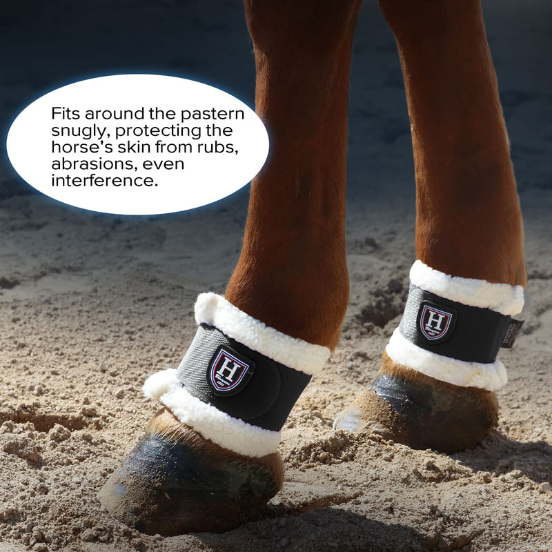 Harrison Howard Essential Premium Horse Pastern Wraps with Berber Fleece Lining, Sold in Pairs Black - PawsPlanet Australia
