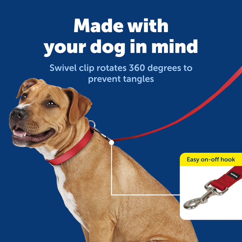 PetSafe Nylon Dog Leash – Strong, Durable, Traditional Style Leash with Easy to Use Bolt Snap – 1" x 6', Red - PawsPlanet Australia