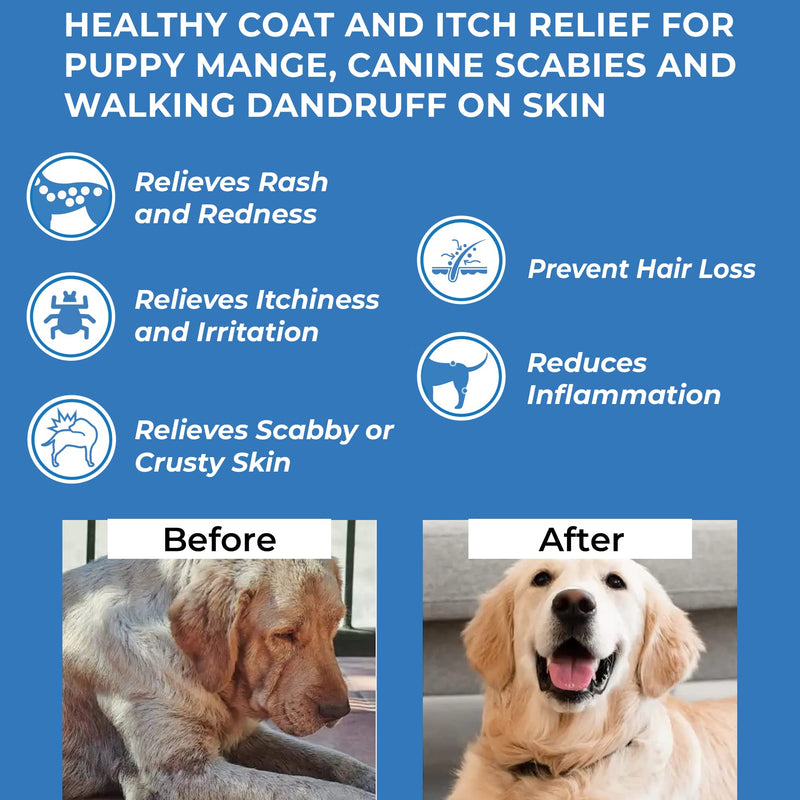 Demodectic Mange Relief for Dogs - All Natural Healthy Coat and Itch Relief for Puppy Mange, Canine Scabies and Walking Dandruff on Skin Pills Pack of 1