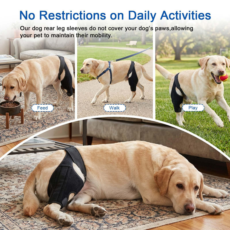 Dog Knee Brace for ACL with Side Stabilizers, Adjustable Joint Hock Support, Canine Leg Surgery Recovery, Black (S) S