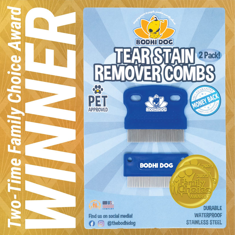Bodhi Dog Tear Stain Remover Combs - Clean Crust, Dirt & Buildup Around Pet Eyes - Gentle, Durable, Easy-to-Use Grooming Tool for Dogs & Cats - Ideal for All Fur Types & Coats (Set of 2) - PawsPlanet Australia