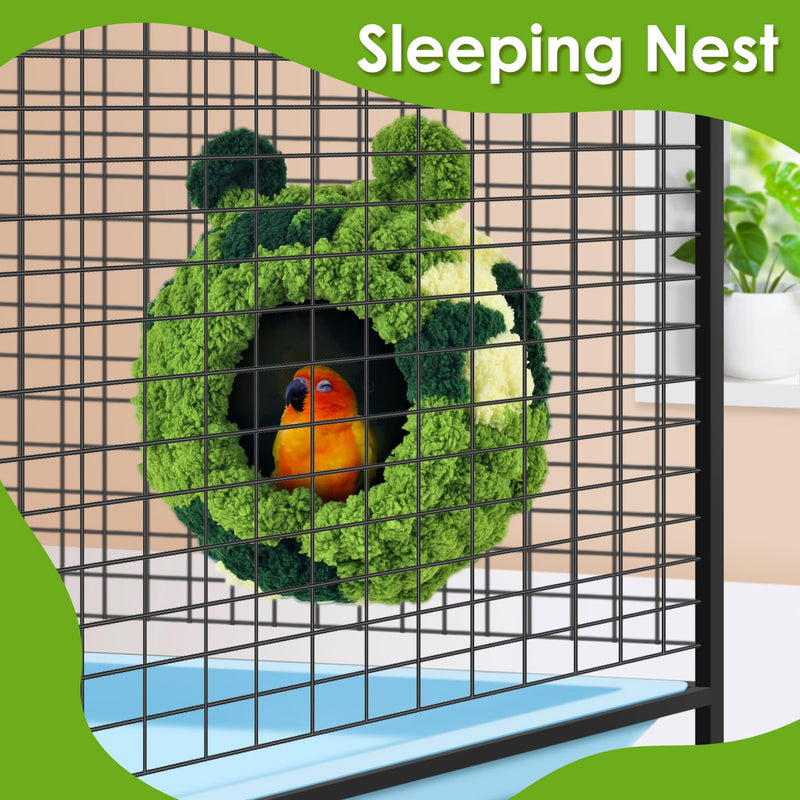 KATUMO Conure Nest, Bird Breeding House Cockatiel Snuggle Hut for Budgie, Parakeet, Cockatiel, Conure, Lovebird, Canary, Finch, Hamster, Small Pets L (Green)