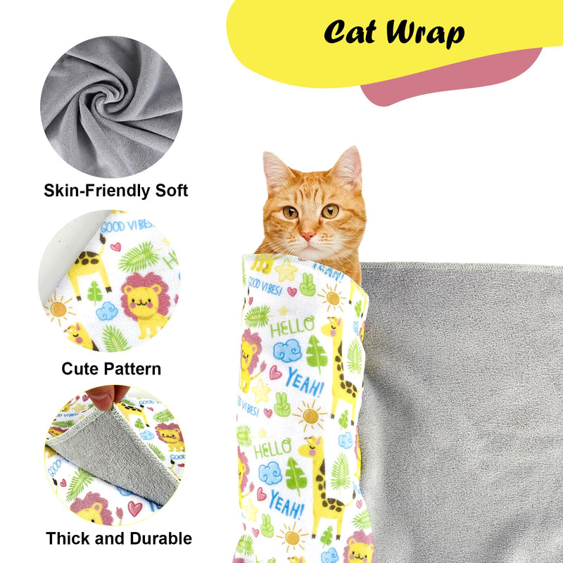 Cat Wrap for Cutting Nails and Grooming,Cat Restraint Wrap for Nail Clipping,Self-Adhesive Fabric Cat Swaddle Burrito Wrap for Nail Trimming,Cat Grooming Supplies(L (Within 22lbs)) - PawsPlanet Australia