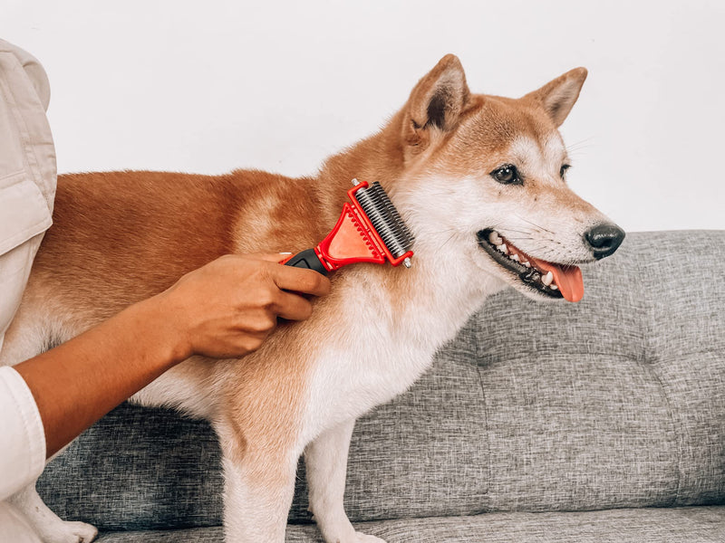 Tuff Pupper Dual Sided Dematting Comb | Convenient 12+23 Teeth Easily Removes Loose Fur Undercoat, Matting and Tangled Hair | Safe Comfortable Grooming Tool for Medium and Long Haired Cats Dogs Brush - PawsPlanet Australia