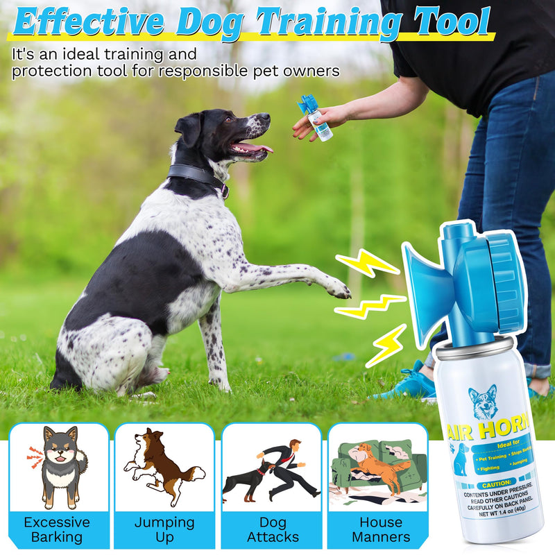 Air Horn, 1.4 oz 120 dB Loud Air Horns for Safety, for Coyotes and Aggressive Dog, Stops Attacking Fighting Barking Chasing, Effective Training Tool & Outdoor Safety Alarm, Blue(4 Pack) 4