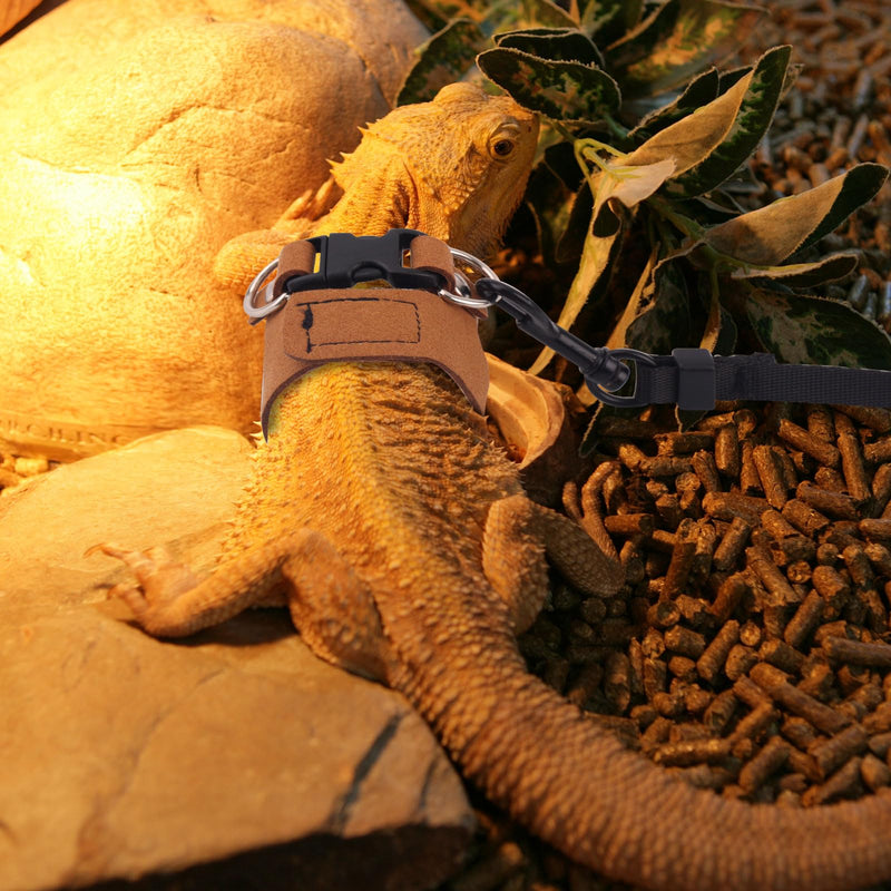3 Pcs Bearded Dragon Harnesses, Adjustable Soft Leather Lizard Harness with Retractable Traction Rope Small Animal Walking Vest Leash Accessories Set for Reptiles Squirrel Lizard Chinchilla - PawsPlanet Australia