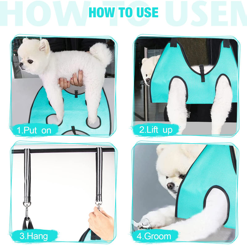 Dog Grooming Hammock - Upgrade Pet Grooming Harness for Nail Trimming (S 30lb), Dog Sling for Nail Clipping, Dog Hanging Holder Hanger for Cutting Nail with Nail Clippers S for Small Dogs 30LB Green - PawsPlanet Australia