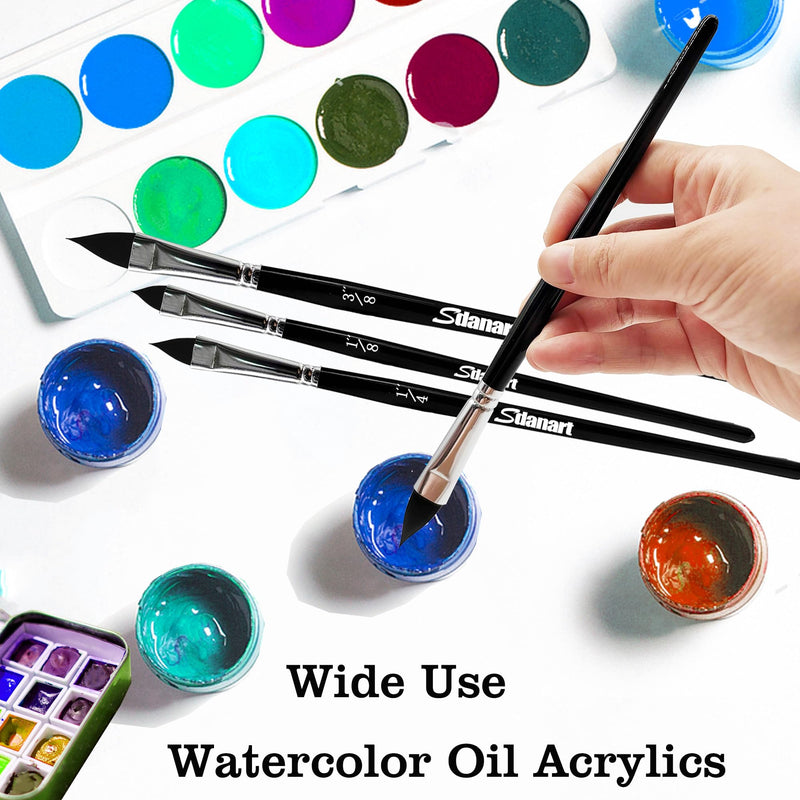 Cat Tongue Watercolor Brushes,4 PCS Oval Wash Paint Brushes for Acrylic Painting Floral Petal Watercolor Brush，Pointed Oval Paintbrush Professional Cat's Tongue Paint Brush Artist Paintbrushes - PawsPlanet Australia
