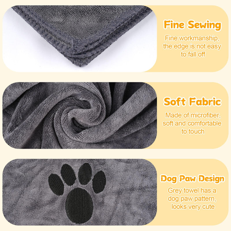 Dog Towels for Drying Dogs Large, Absorbent Microfiber Dogs Bath Towel, 40 x 24 Inch Soft Pet Grooming Towel, Dog Shower & Bath Supplies(Grey) 40"X23.6" Gray - PawsPlanet Australia