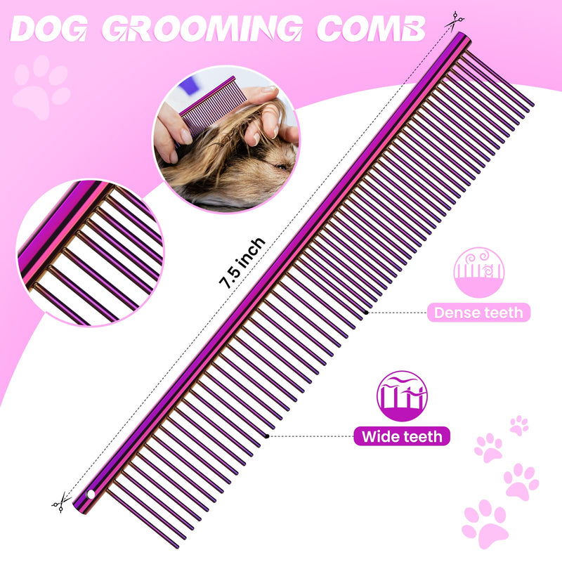 JASON Dog Grooming Scissors Kit, Professional 6 in 1 Dog Scissors Sharp Shears Set - Straight, Thinning, Chunker, Curved Shears and Comb for Long Short Hair for Dog Cat Pet Purple - PawsPlanet Australia