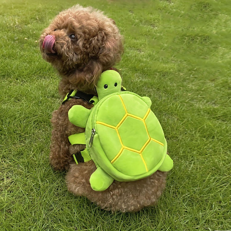 Dog Backpack Harness with Leash, Adjustable Dog Harness Backpack for Small Dogs, Cute Turtles Shape Bag Pet Carrier Backpacks for Hiking Training and Daily Walking Green One Szie - PawsPlanet Australia