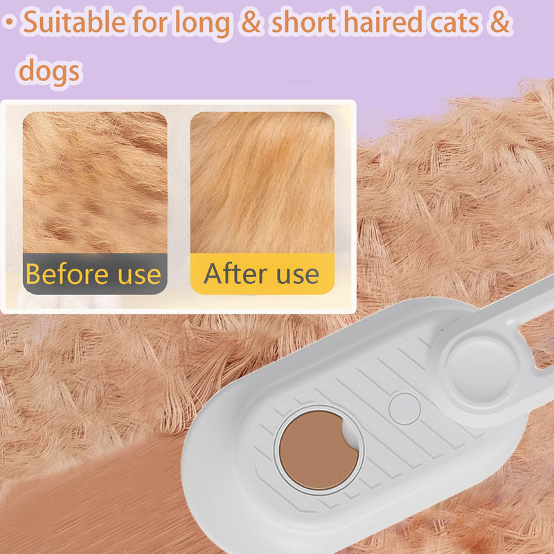 3 in 1 Cat Steam Brush for Shedding & Grooming with Foldable Handle Pet Spray Hair Removal Comb Spritz Defur Comb for Cats Water Brush for Long & Short Haired Pets NEW White - PawsPlanet Australia
