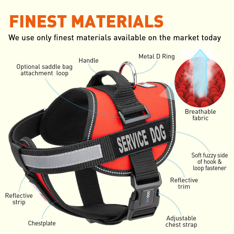 Dogline Unimax Service Dog Vest and Free Service Dog ID Badge with ADA Law, X-Small, Red Girth 15" to 19" - PawsPlanet Australia