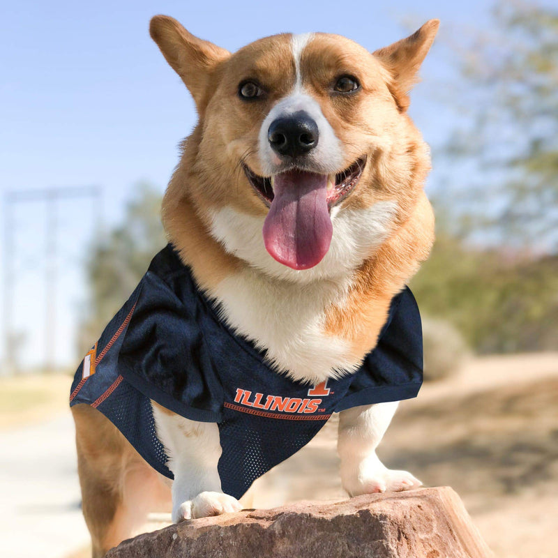 Pets First NCAA College Illinois Fighting Illini Mesh Jersey for Dogs & Cats, XX-Large. Licensed Dog Jersey with Your Favorite Football/Basketball College Team