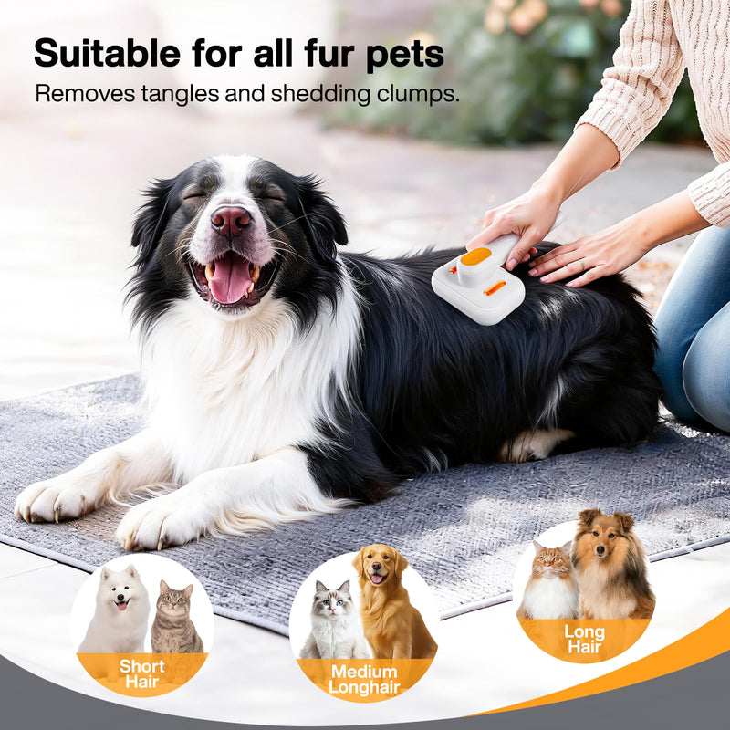Dog Brush for Shedding & Cat Brush for Indoor Cats: 3-in-1 Cool Mist & Spray Groomer for Detangling, Deshedding & Bath - Anti-Static, Self-Cleaning for Long/Short Haired Pets - PawsPlanet Australia