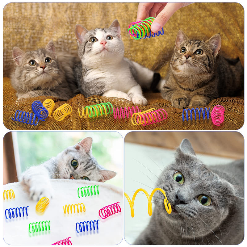 300 Pcs Cat Spring Toy, Cat Spiral Toys Interactive for Indoor Colorful Cats Plastic Springs Coil for Kitten Hunting, Swatting, Biting - PawsPlanet Australia