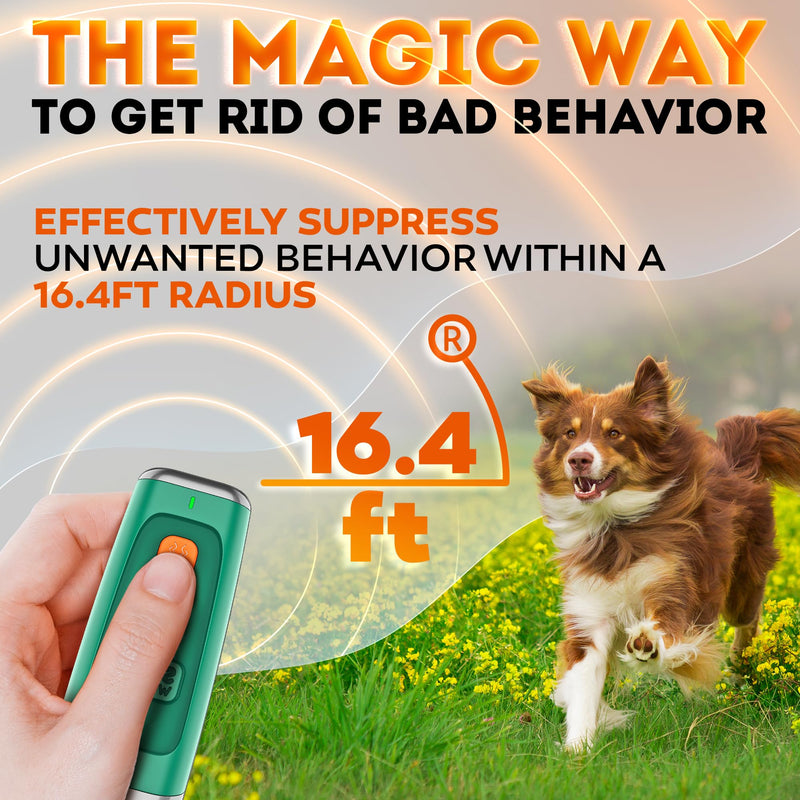 Stop Dog Barking Instantly – Ultrasonic Dog Bark Deterrent Device Humane No-Shock Barking Silencer & Dog Trainer for Indoor & Outdoor Use Effective Bark Control Solution for Small Medium Large Dogs Green