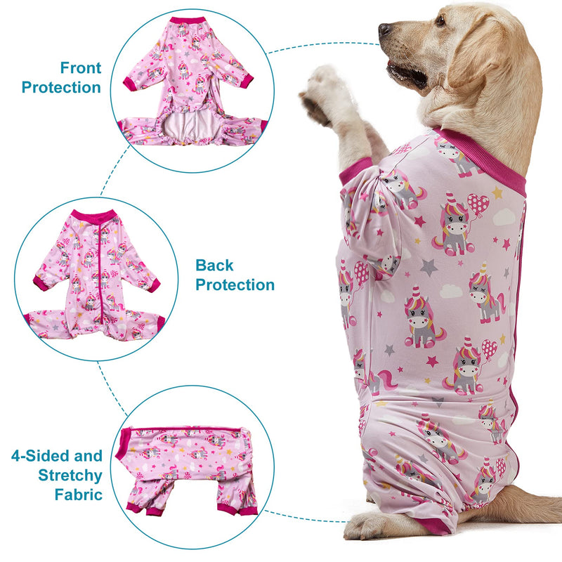LovinPet Dogs Clothes, Lightweight Stretch Knit, Unicorn Rose Pink Print/Post Surgery Shirt/UV Protection, Pet Anxiety Relief, Wound Care for Large Dog Onesies /2XL XX-Large - PawsPlanet Australia