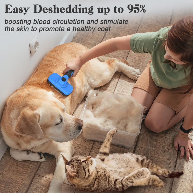 Self Cleaning Slicker Brush for Dogs & Cats, Skin Friendly Grooming Cat Brush, Dog Brush for Shedding, Deshedding Brush, Hair Brush Puppy Brush for Haired Dogs, Pet Supplies Accessories, Blue - PawsPlanet Australia