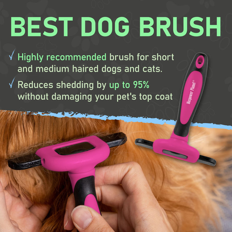 Maxpower Planet Pet Deshedding Brush - Grooming Tool for Dogs and Cats, Reduces Shedding by 95% - Comb for Short and Medium Hair - Pink - PawsPlanet Australia